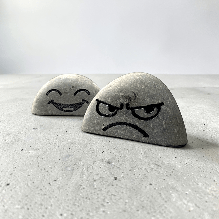 Happy and Angry Stones – Hand-made Expression Pebbles