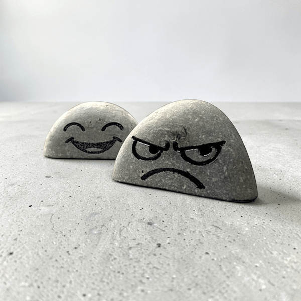 Happy and Angry Stones – Hand-made Expression Pebbles
