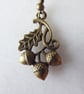 Acorns and Oak Leaf Bronze Tone Earrings - Image 5