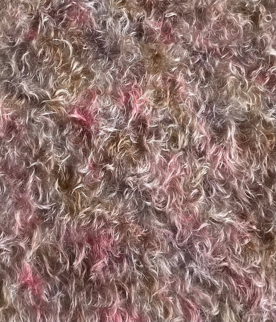 Hand dyed Helmbold mohair fur fabric "Finch" on Silver 25mm