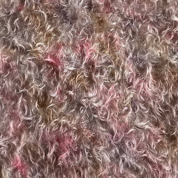 Hand dyed Helmbold mohair fur fabric "Finch" on Silver 25mm