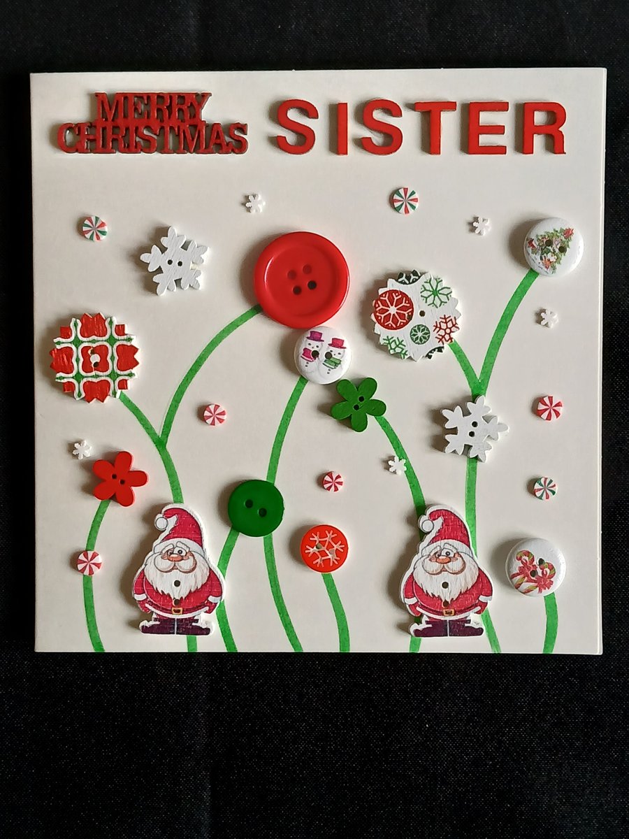 Handmade, sister christmas card 
