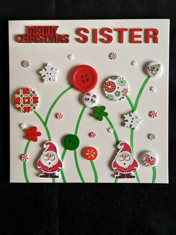 Handmade, sister christmas card 