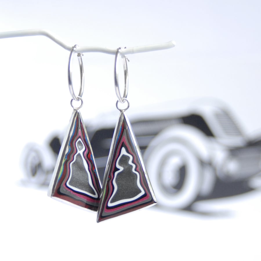 Reversible jeep fordite hoop earrings