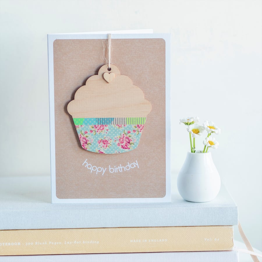Birthday Cupcake Card - Handmade Luxury Card, Keepsake Card, Cupcake Decoration,