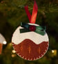 Festive felt decoration trio,  Pudding, Gingerbread person, Gingerbread house - Image 2