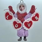Charming Spun Cotton Girl Valentine’s Ornament