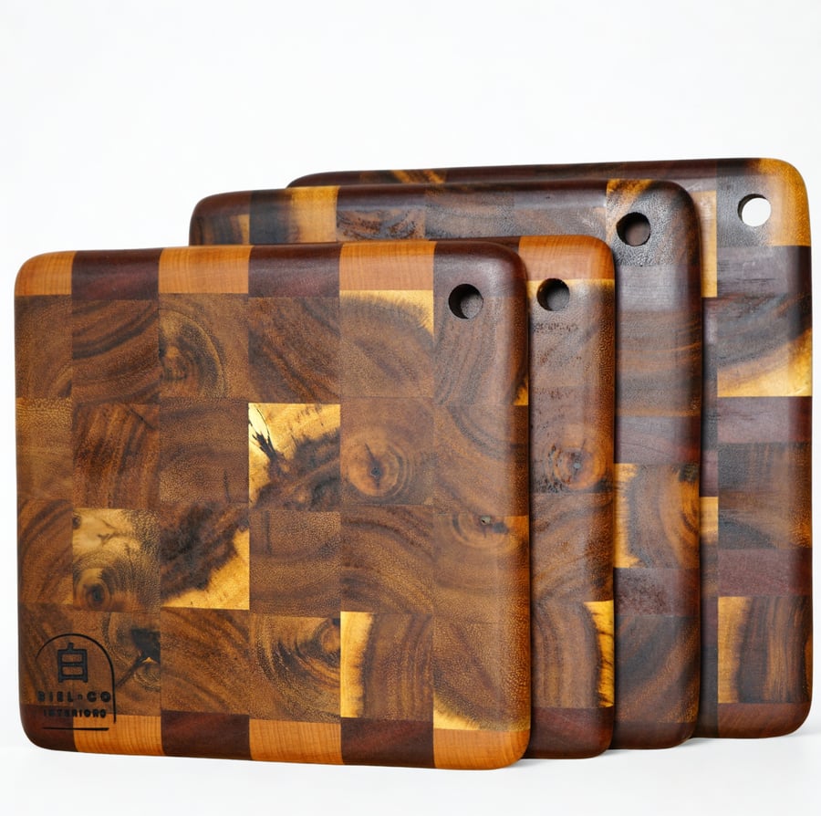 BIEL-CO Essentials End Grain Chopping Board – Handmade Wooden Kitchen Board