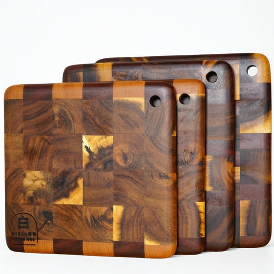 BIEL-CO Essentials End Grain Chopping Board – Handmade Wooden Kitchen Board