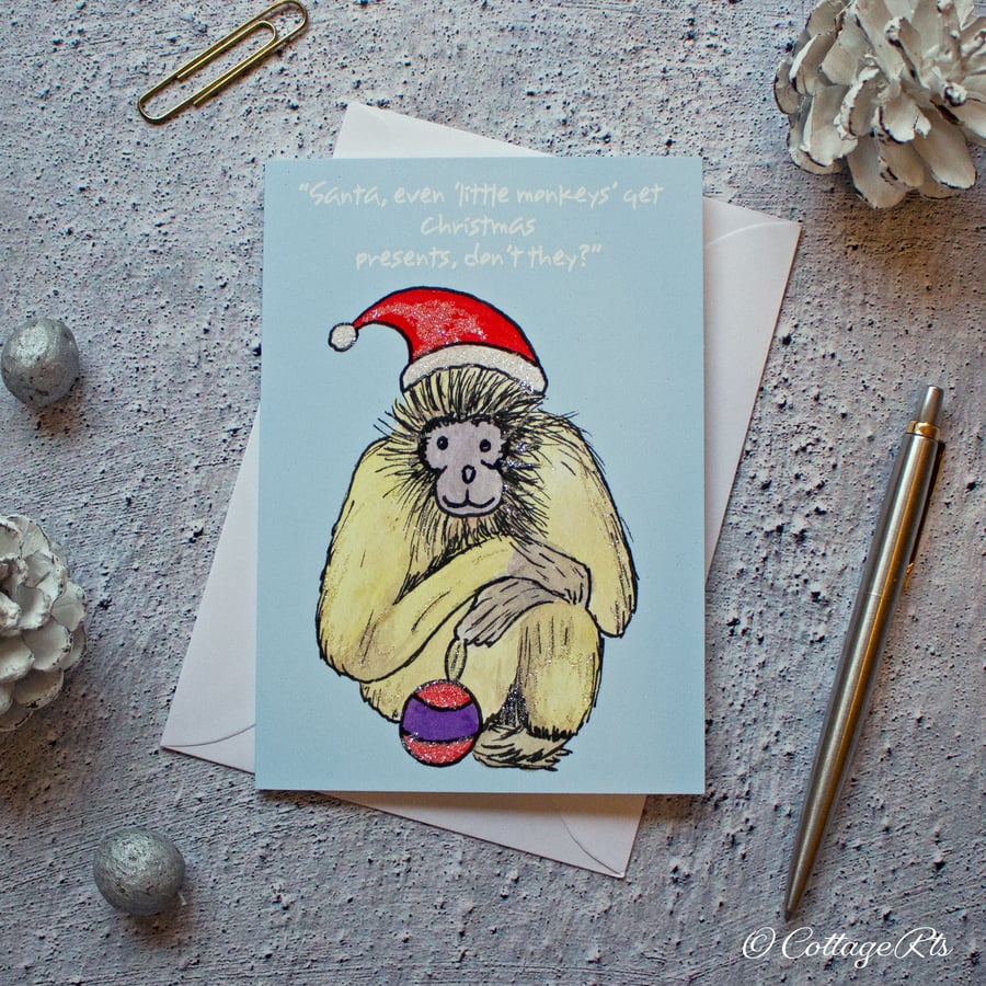 Little Monkey Christmas Card Hand Designed By CottageRts 