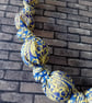 Blue and Yellow Fabric Bead Necklace - Image 4