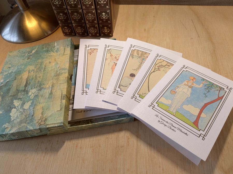 Handmade Boxed Set of 6 Art Deco Notecards