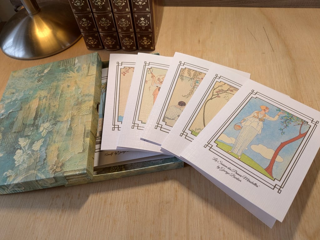 Handmade Boxed Set of 6 Art Deco Notecards