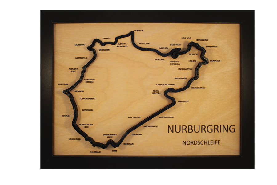 NURBURGRING NORDSLEIFE with track ELEVATION Framed 3D Track with Elevation