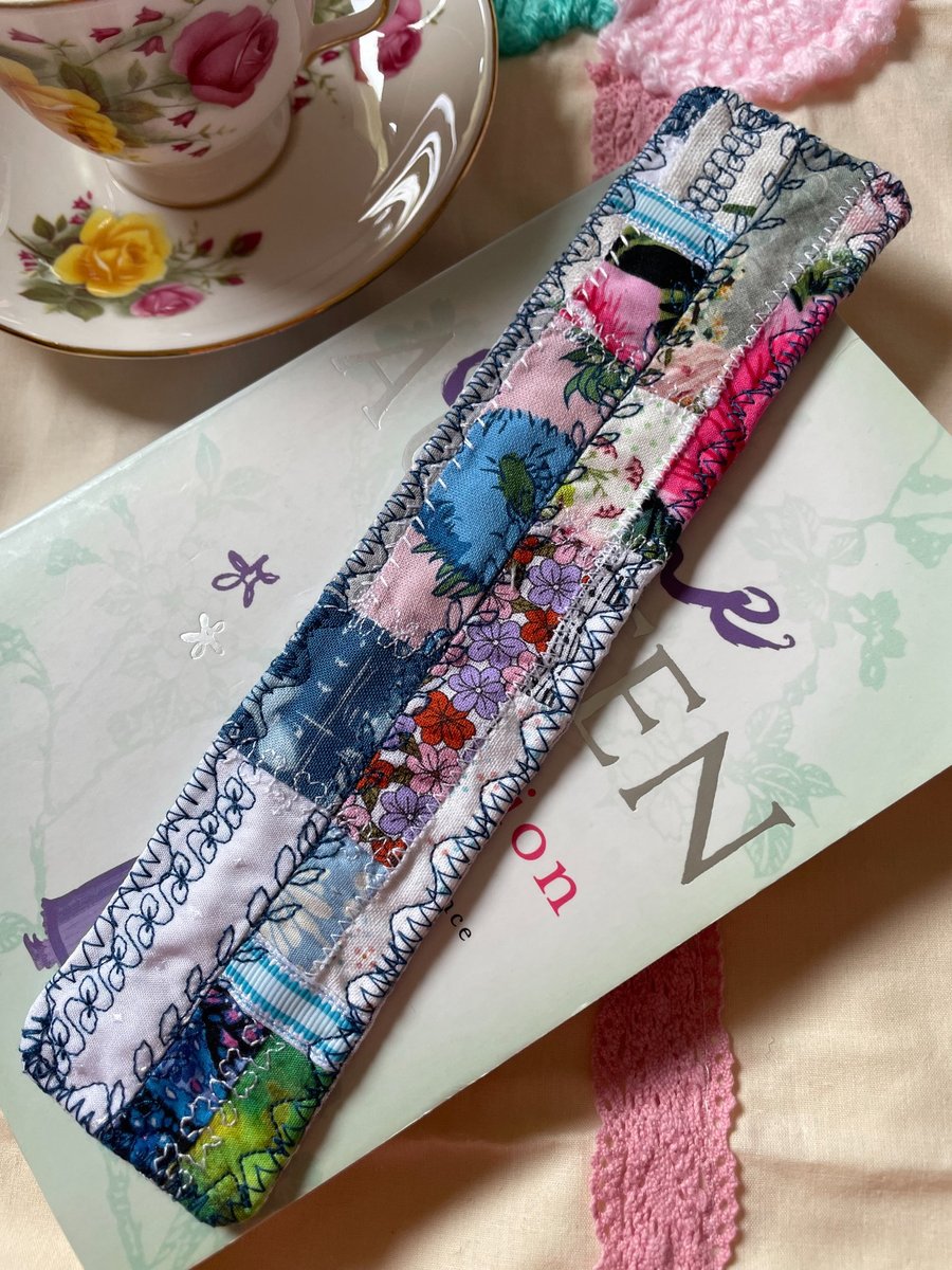 Soft Floral Shabby Chic Bookmark Embroidered Patchwork Bookmark Quilted Fabric