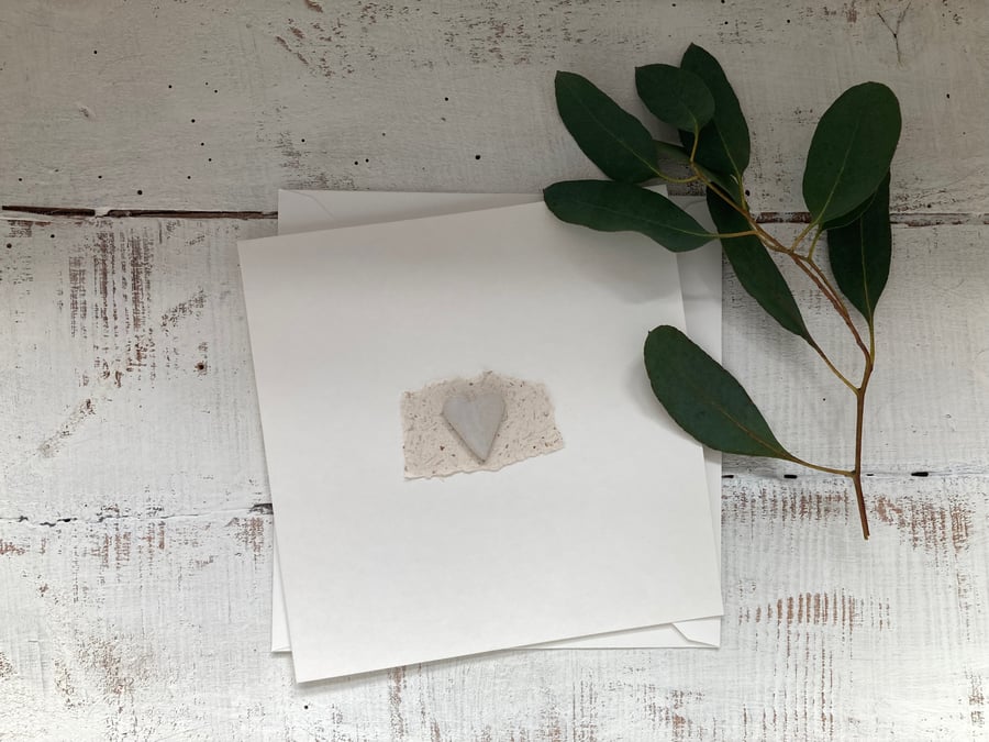 Handmade ceramic Gift card, valentines day, blank greetings card
