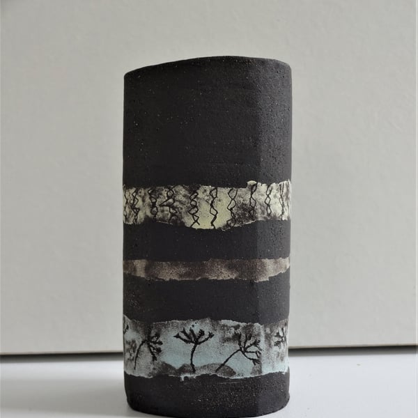 Freddie.  Stoneware ceramic mini vase or chopsticks holder