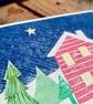 Hand Crafted A6 Sketchbook or Journal with Hand-printed Winter Cabin Design. - Image 9