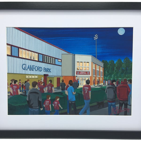 Scunthorpe Utd F.C, Glanford Park, High Quality Framed Football Art Print.