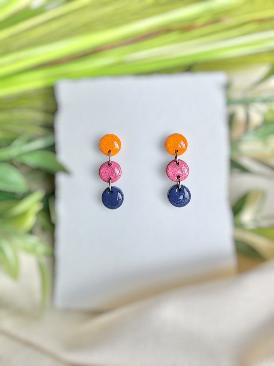 Triple Tiered Circle Drop Earrings