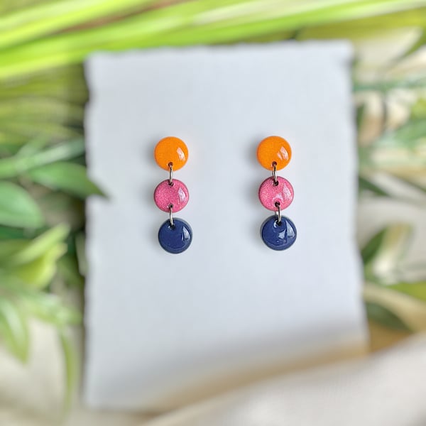 Triple Tiered Circle Drop Earrings