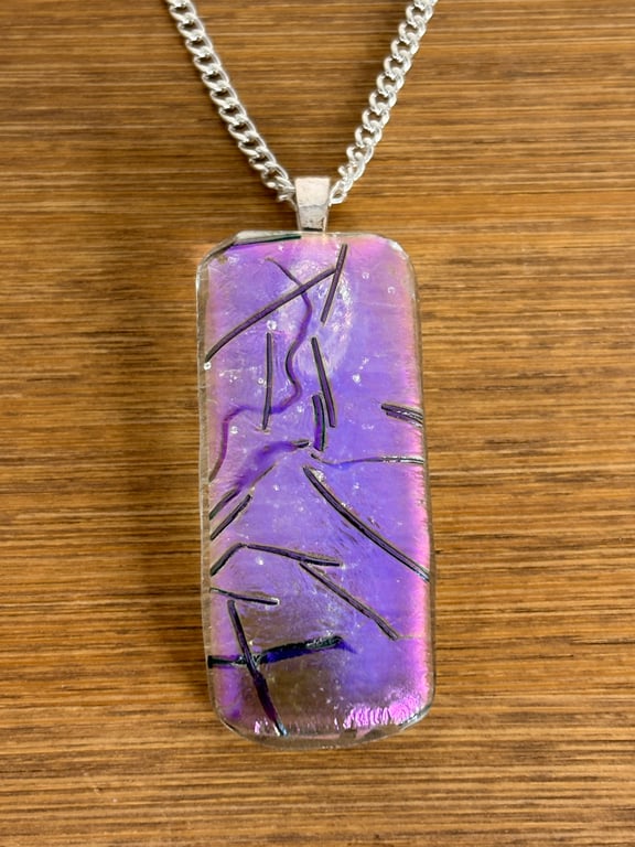 Shimmering Purple Dichroic Fused Glass Pendant