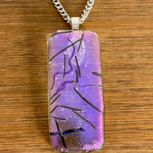 Shimmering Purple Dichroic Fused Glass Pendant
