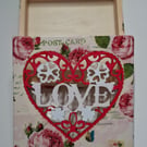Painted and decoupage wooden box with love filigree lid