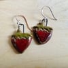 Strawberry earrings with sterling silver hooks