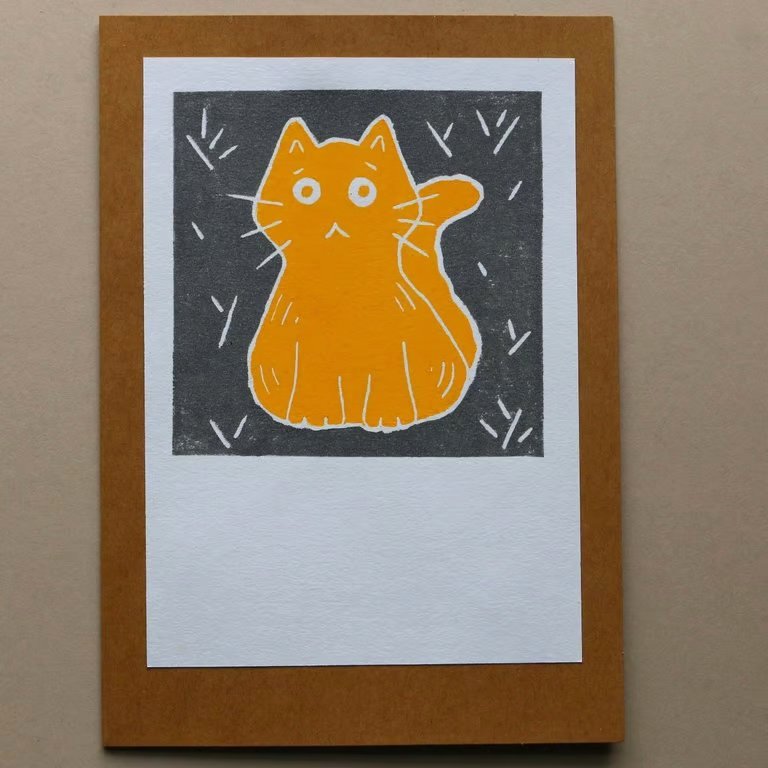 Indian Yellow Cat Card