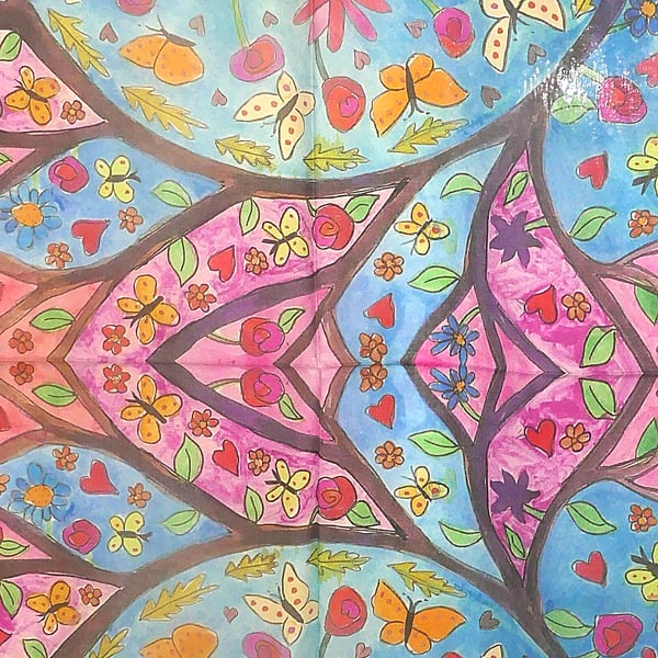 Long cotton scarf Colourful Mandala  scarf design 160 cm x 52 cm