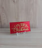 Red Merry Christmas Glitter Subway Tile Decorative Tile on a Stand