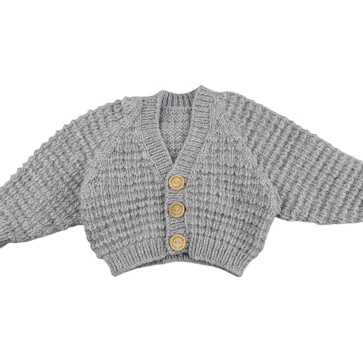 baby hooded cardigan grey melange main image 1