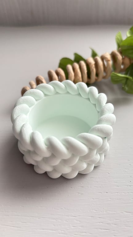 Mint Green Braided Tea light Holder – Candle Holder - Minimalist Decor