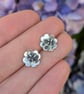 Silver flower earrings, sapphire earrings, September birthstone jewellery - Image 2