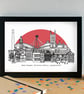 Bolton Landmarks Skyline Art Print - Image 3