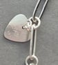 Sterling Silver 925 Artisan Flat Paperclip Bracelet with Charm - Image 9