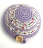 Lilac Coiled Rope Bowl with Floral Fabric Trim - Image 3