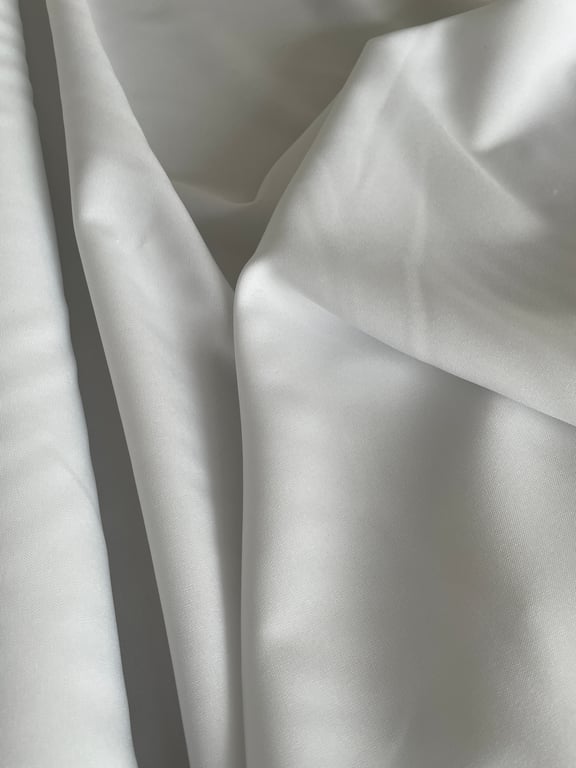Plain Bi Stretch Polyester Fabric Material White for Crafts