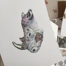 Rhino Art Print