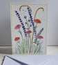 Unique Hand Drawn & Painted Floral Greetings Card with Envelope - Blank inside - Image 2