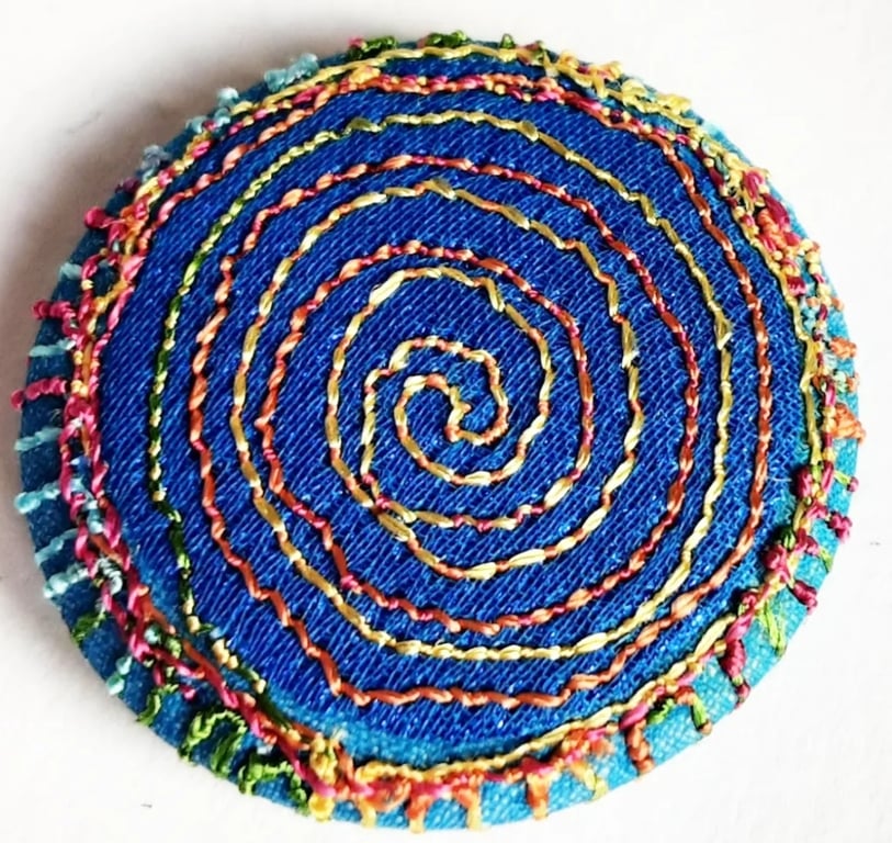 Buttons 1 inch button Hand Dyed Silks and Cottons Free Machine Embroidery Button