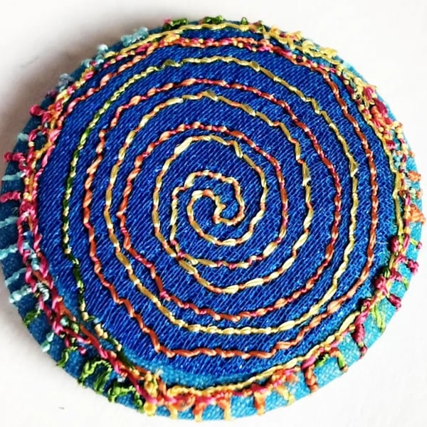 Buttons 1 inch button Hand Dyed Silks and Cottons Free Machine Embroidery Button