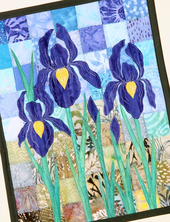 Iris Pattern Art Quilt Wall Hanging