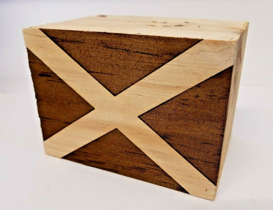 Saint Andrews Cross Scottish Flag Laser Engraved Wooden Pallet Block Home Decor