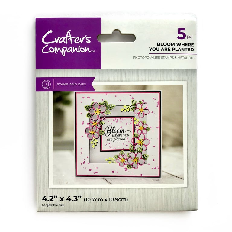 5 piece Stamp and Metal Die set, Bloom Where You Are Planted