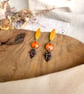 Autumn Harvest Gold Marquise & Gold Speckled LeafPolymer Clay Earrings - Image 6