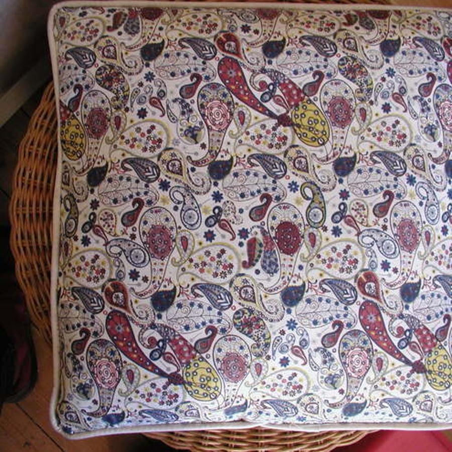 Liberty Paisley Cushion, Red and Navy Blue