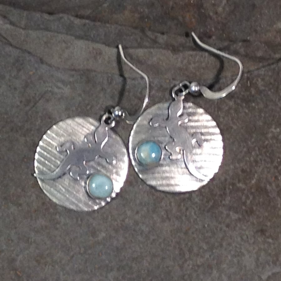 Larimar with lizard earrings