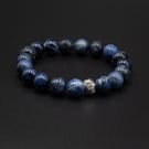 Sodalite Karen hill tribe silver gemstone drop earrings, Sagittarius gift